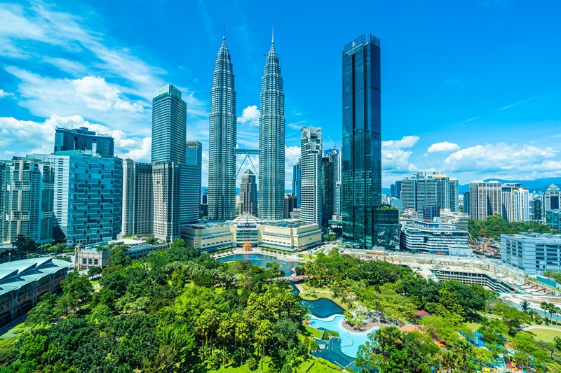 Tourism Malaysia Beautiful architecture building exterior in Kuala Lumpur city in Malaysia for travel